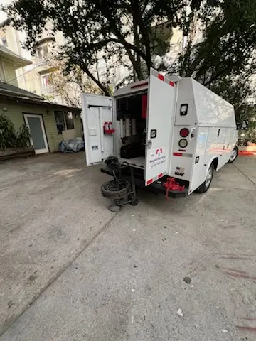 Magnet Plumbing service vehicle on-site for Water Heater Repair in Cable